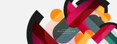 Geometrik şekiller bileşim soyut arkaplan. Çember çizgileri ve dikdörtgenler. Duvar kağıdı afişi veya iniş sayfası için vektör illüstrasyonu