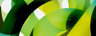 Yuvarlak şekiller daireler ve diğer geometrik şekiller. Duvar kağıdı afişi arkaplan kartı veya iniş sayfası için vektör illüstrasyonu