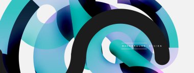 Yuvarlak şekiller daireler ve diğer geometrik şekiller. Duvar kağıdı afişi arkaplan kartı veya iniş sayfası için vektör illüstrasyonu