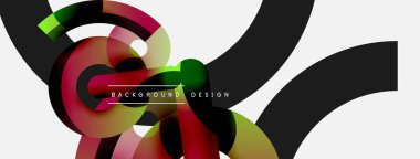 Yuvarlak şekiller daireler ve diğer geometrik şekiller. Duvar kağıdı afişi arkaplan kartı veya iniş sayfası için vektör illüstrasyonu