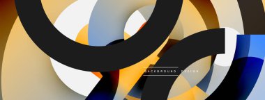 Yuvarlak şekiller daireler ve diğer geometrik şekiller. Duvar kağıdı afişi arkaplan kartı veya iniş sayfası için vektör illüstrasyonu