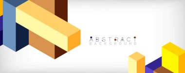 Soyut arkaplan. 3 boyutlu küp, küp elementler ve bloklar. Duvar kağıdı, afiş, arkaplan, iniş sayfası için tekno veya iş konsepti