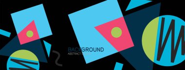 Soyut arkaplan. Bloklar, çizgiler, üçgenler, daireler. Duvar kağıdı, afiş, arkaplan, iniş sayfası için tekno veya iş konsepti