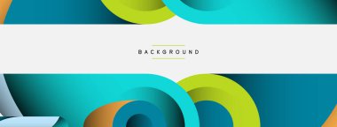 Soyut arkaplan. Minimum geometrik daireler ve koyu gölgeli yuvarlak şekiller. Duvar kağıdı afişi veya arkaplan için moda teknoloji iş şablonu