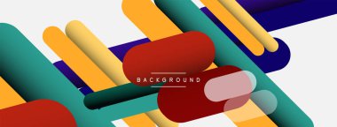 Soyut arkaplan. Yuvarlak şekiller, gri arkaplanda çizgiler. Duvar kağıdı afişi veya iniş sayfası için vektör illüstrasyonu