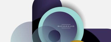 Vektör yuvarlak şekilli daireler minimum geometrik arkaplan. Duvar kağıdı afişi veya iniş sayfası için vektör illüstrasyonu