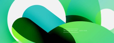 Yuvarlak şekiller daireler ve diğer geometrik şekiller. Duvar kağıdı afişi arkaplan kartı veya iniş sayfası için vektör illüstrasyonu