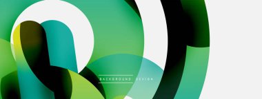 Yuvarlak şekiller daireler ve diğer geometrik şekiller. Duvar kağıdı afişi arkaplan kartı veya iniş sayfası için vektör illüstrasyonu