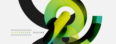 Yuvarlak şekiller daireler ve diğer geometrik şekiller. Duvar kağıdı afişi arkaplan kartı veya iniş sayfası için vektör illüstrasyonu