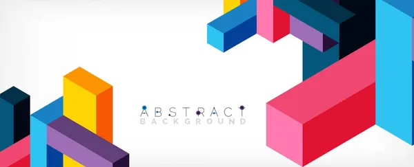 Abstracte achtergrond. 3d blokjes, kubieke elementen en blokken. Techno of business concept voor behang, banner, achtergrond, landing page — Stockvector