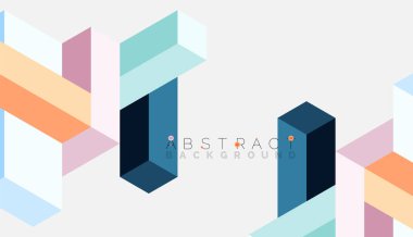 Soyut arkaplan. 3 boyutlu küp, küp elementler ve bloklar. Duvar kağıdı, afiş, arkaplan, iniş sayfası için tekno veya iş konsepti