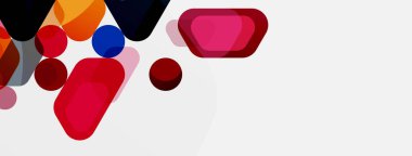 Beyaz üzerine renkli baloncuklar ve yuvarlak geometrik şekiller. Duvar kağıdı, pankart, arkaplan, iniş sayfası için vektör geometrik asgari özet arkaplan