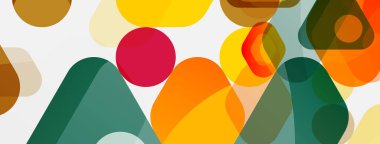 Beyaz üzerine renkli baloncuklar ve yuvarlak geometrik şekiller. Duvar kağıdı, pankart, arkaplan, iniş sayfası için vektör geometrik asgari özet arkaplan