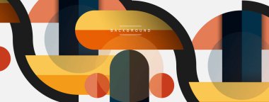 Yuvarlak geometrik şekiller çizgiler ve daireler. Duvar kağıdı afişi ya da iniş sayfası için vektör şablonu