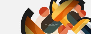 Yuvarlak geometrik şekiller çizgiler ve daireler. Duvar kağıdı afişi ya da iniş sayfası için vektör şablonu