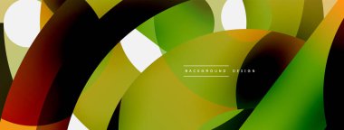 Yuvarlak şekiller daireler ve diğer geometrik şekiller. Duvar kağıdı afişi arkaplan kartı veya iniş sayfası için vektör illüstrasyonu