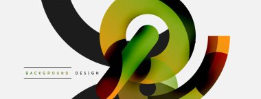 Yuvarlak şekiller daireler ve diğer geometrik şekiller. Duvar kağıdı afişi arkaplan kartı veya iniş sayfası için vektör illüstrasyonu