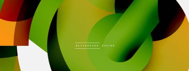 Yuvarlak şekiller daireler ve diğer geometrik şekiller. Duvar kağıdı afişi arkaplan kartı veya iniş sayfası için vektör illüstrasyonu