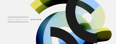 Yuvarlak şekiller daireler ve diğer geometrik şekiller. Duvar kağıdı afişi arkaplan kartı veya iniş sayfası için vektör illüstrasyonu