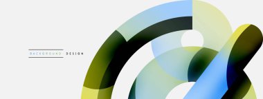 Yuvarlak şekiller daireler ve diğer geometrik şekiller. Duvar kağıdı afişi arkaplan kartı veya iniş sayfası için vektör illüstrasyonu