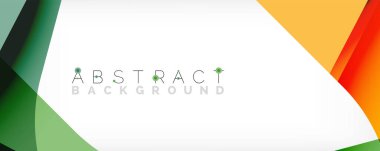 Asgari soyut arkaplan - beyaz üzerine gölge çizgileri ile örtüşen renk şekilleri. Duvar Kağıdı, Sancak, Arkaplan, İniş Sayfası için Vektör İllüstrasyonu