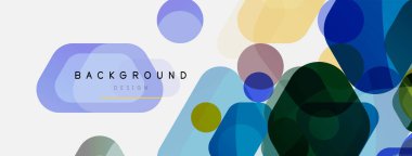 Beyaz üzerine renkli baloncuklar ve yuvarlak geometrik şekiller. Duvar kağıdı, pankart, arkaplan, iniş sayfası için vektör geometrik asgari özet arkaplan