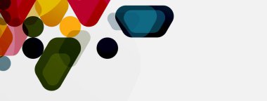 Beyaz üzerine renkli baloncuklar ve yuvarlak geometrik şekiller. Duvar kağıdı, pankart, arkaplan, iniş sayfası için vektör geometrik asgari özet arkaplan