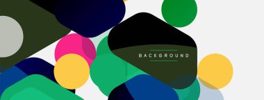 Soyut yuvarlak geometrik şekiller ve daireler. Duvar kağıdı, afiş, arkaplan veya iniş için moda tekno iş şablonu