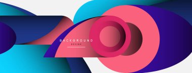 Soyut arkaplan. Minimum geometrik daireler ve koyu gölgeli yuvarlak şekiller. Duvar kağıdı afişi veya arkaplan için moda teknoloji iş şablonu