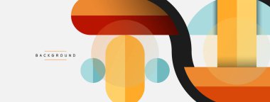 Yuvarlak geometrik şekiller çizgiler ve daireler. Duvar kağıdı afişi ya da iniş sayfası için vektör şablonu