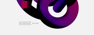 Yuvarlak şekiller daireler ve diğer geometrik şekiller. Duvar kağıdı afişi arkaplan kartı veya iniş sayfası için vektör illüstrasyonu