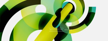 Yuvarlak şekiller daireler ve diğer geometrik şekiller. Duvar kağıdı afişi arkaplan kartı veya iniş sayfası için vektör illüstrasyonu