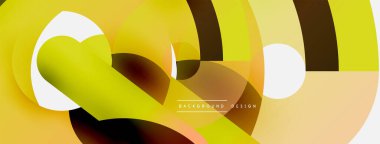 Yuvarlak şekiller daireler ve diğer geometrik şekiller. Duvar kağıdı afişi arkaplan kartı veya iniş sayfası için vektör illüstrasyonu