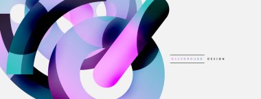 Yuvarlak şekiller daireler ve diğer geometrik şekiller. Duvar kağıdı afişi arkaplan kartı veya iniş sayfası için vektör illüstrasyonu