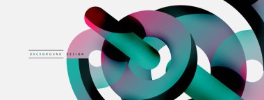 Yuvarlak şekiller daireler ve diğer geometrik şekiller. Duvar kağıdı afişi arkaplan kartı veya iniş sayfası için vektör illüstrasyonu