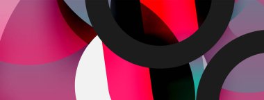 Yuvarlak şekiller daireler ve diğer geometrik şekiller. Duvar kağıdı afişi arkaplan kartı veya iniş sayfası için vektör illüstrasyonu