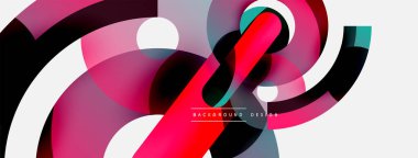 Yuvarlak şekiller daireler ve diğer geometrik şekiller. Duvar kağıdı afişi arkaplan kartı veya iniş sayfası için vektör illüstrasyonu