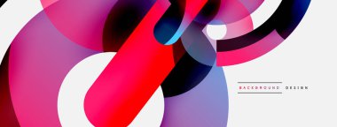 Yuvarlak şekiller daireler ve diğer geometrik şekiller. Duvar kağıdı afişi arkaplan kartı veya iniş sayfası için vektör illüstrasyonu