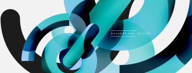 Yuvarlak şekiller daireler ve diğer geometrik şekiller. Duvar kağıdı afişi arkaplan kartı veya iniş sayfası için vektör illüstrasyonu