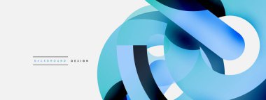 Yuvarlak şekiller daireler ve diğer geometrik şekiller. Duvar kağıdı afişi arkaplan kartı veya iniş sayfası için vektör illüstrasyonu