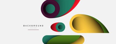 Soyut arkaplan. Minimum geometrik daireler ve koyu gölgeli yuvarlak şekiller. Duvar kağıdı afişi veya arkaplan için moda teknoloji iş şablonu