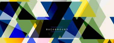 Renkli üçgen bileşimi, geometrik soyut arkaplan. Tekno veya iş konsepti, duvar kağıdı, afiş, arkaplan, iniş sayfası deseni
