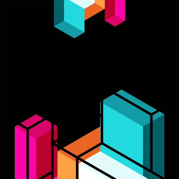 Abstracte achtergrond. 3d blokjes, kubieke elementen en blokken. Techno of business concept voor behang, banner, achtergrond, landing page — Stockvector
