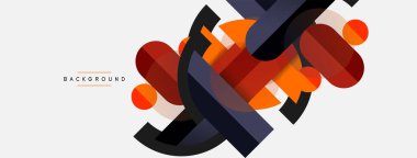 Yuvarlak geometrik şekiller çizgiler ve daireler. Duvar kağıdı afişi ya da iniş sayfası için vektör şablonu