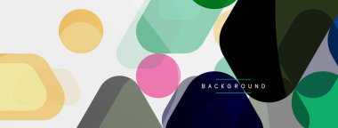 Beyaz üzerine renkli baloncuklar ve yuvarlak geometrik şekiller. Duvar kağıdı, pankart, arkaplan, iniş sayfası için vektör geometrik asgari özet arkaplan