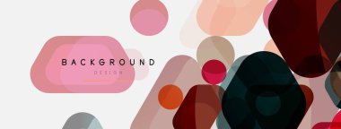 Beyaz üzerine renkli baloncuklar ve yuvarlak geometrik şekiller. Duvar kağıdı, pankart, arkaplan, iniş sayfası için vektör geometrik asgari özet arkaplan