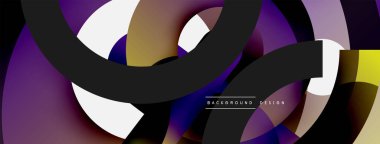 Yuvarlak şekiller daireler ve diğer geometrik şekiller. Duvar kağıdı afişi arkaplan kartı veya iniş sayfası için vektör illüstrasyonu