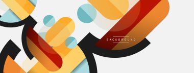 Yuvarlak geometrik şekiller çizgiler ve daireler. Duvar kağıdı afişi ya da iniş sayfası için vektör şablonu