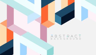 Soyut arkaplan. 3 boyutlu küp, küp elementler ve bloklar. Duvar kağıdı, afiş, arkaplan, iniş sayfası için tekno veya iş konsepti