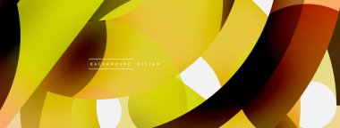 Yuvarlak şekiller daireler ve diğer geometrik şekiller. Duvar kağıdı afişi arkaplan kartı veya iniş sayfası için vektör illüstrasyonu